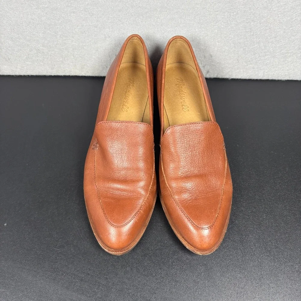 MADEWELL Womens Size 6.5 The Frances Brown Leather Pointed Toe Loafers Slip On